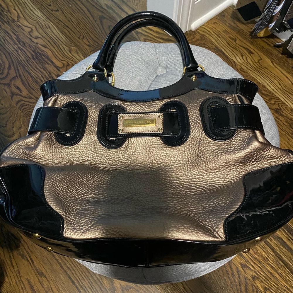 Barbara Bui - black gold patten leather tote bag